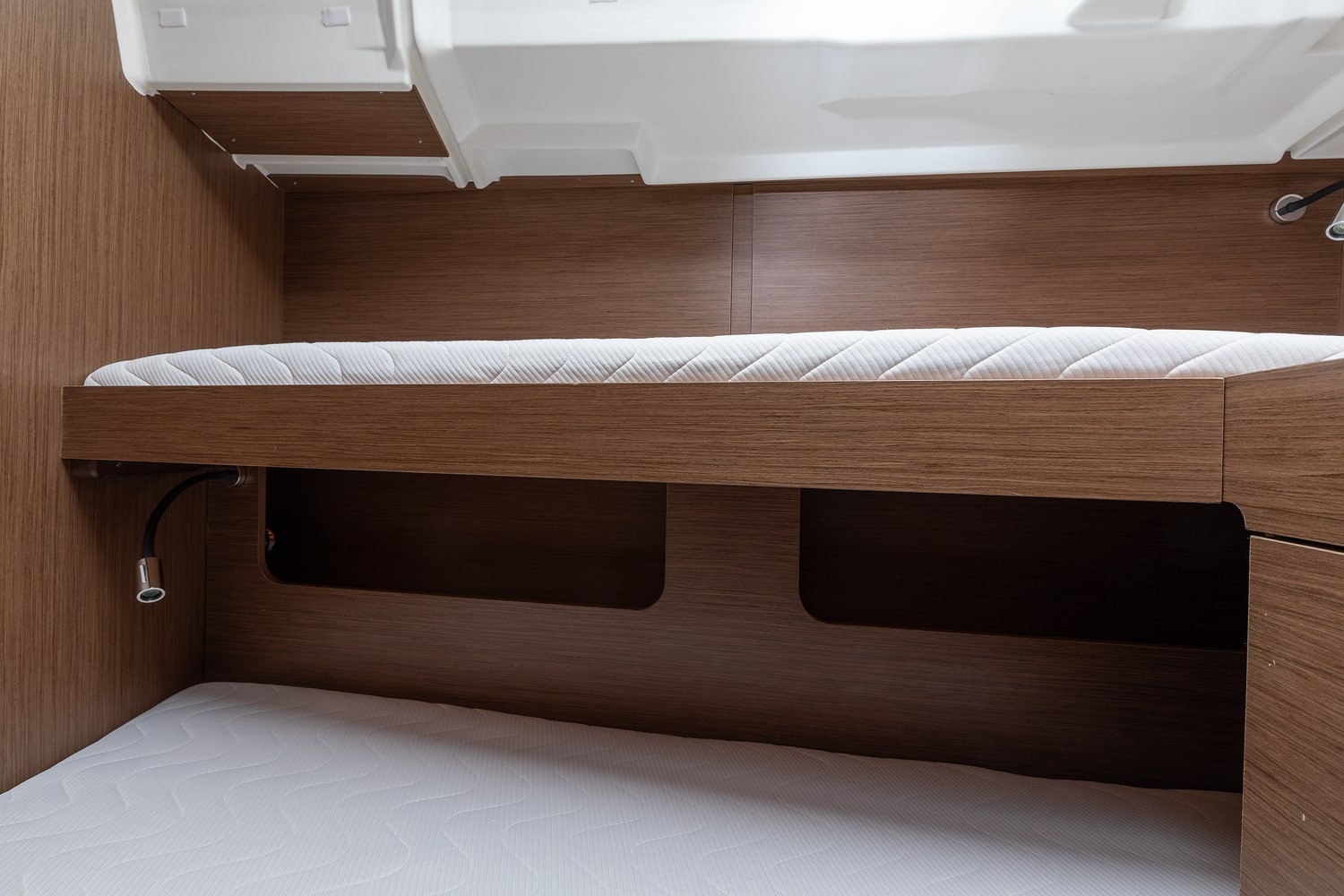The galley of Amore di Mare, with worktop, sink and storage lockers